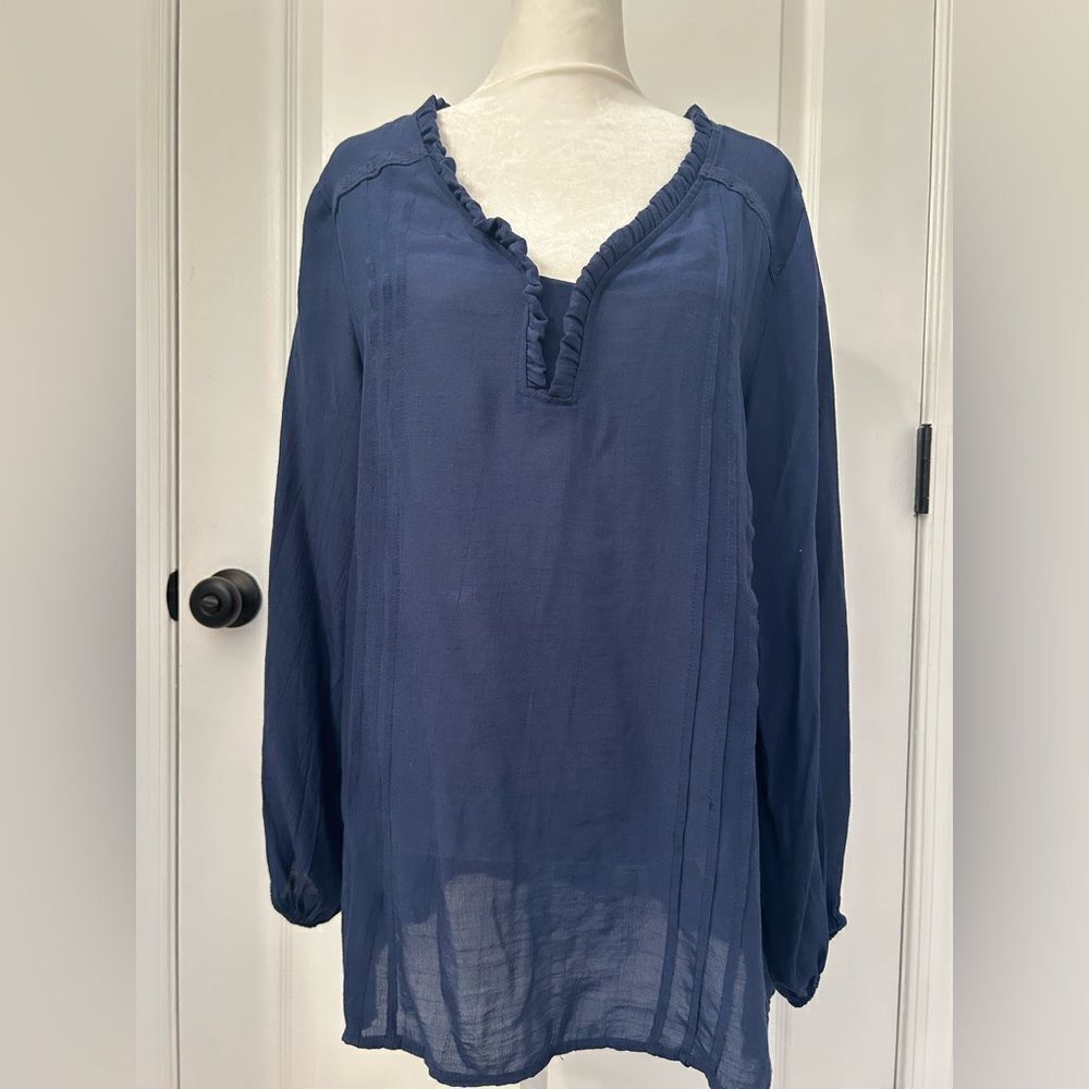 Counterparts Women's Blue Rayon Lightweight Tunic Top Blouse Size Medium